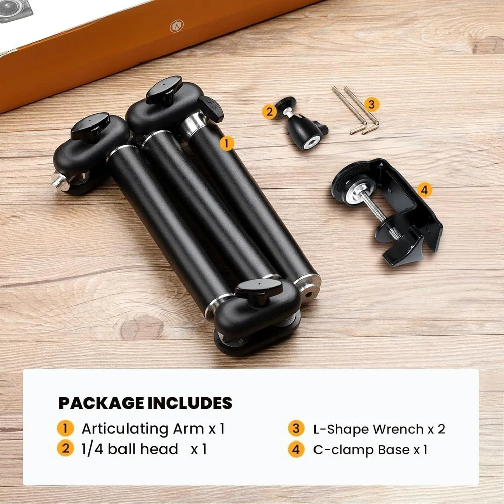 TARION TKA01-M Desk Camera Mount Stand‎ – Heavy Duty Articulating Arm Clamp